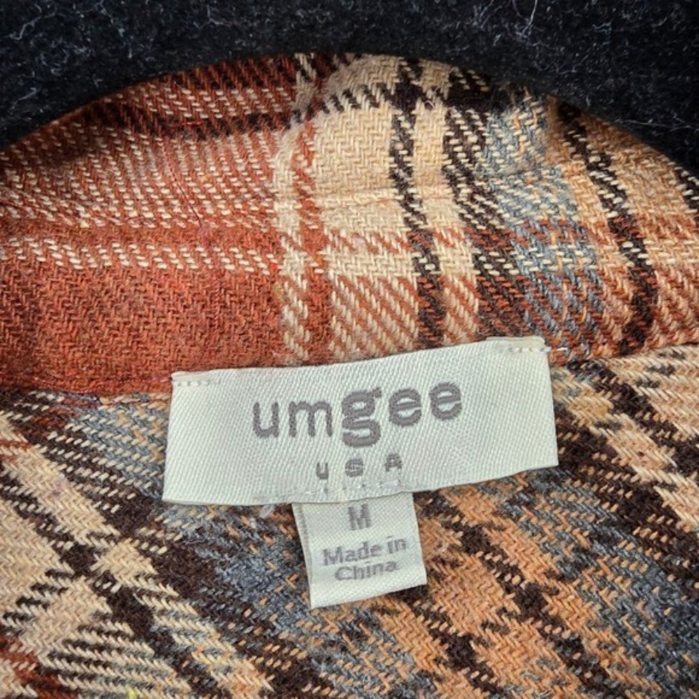 Umgee USA Womens Plaid Flannel Shirt Oversized Casual Long Sleeve Medium - Picture 5 of 11